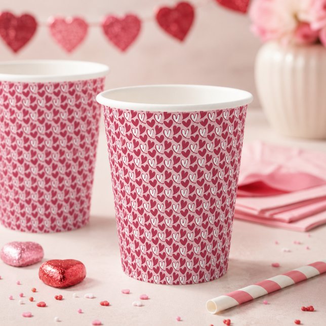 Vasos De Papel Un pequeño San Valentín (A Little Sweetheart Valentine Paper Cups)