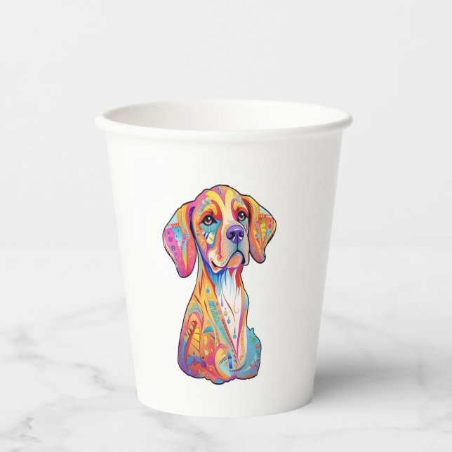 Vasos De Papel Un perro acuarela (Anverso)