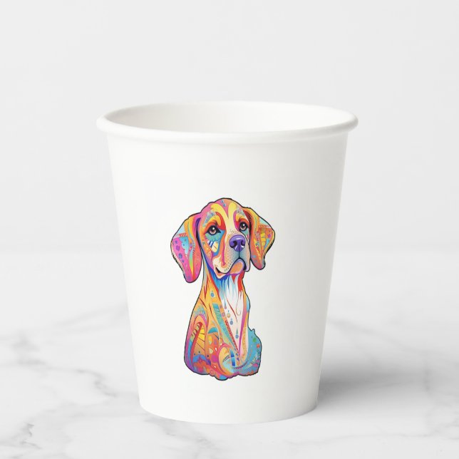 Vasos De Papel Un perro acuarela (Anverso)