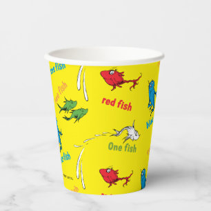 Vasos De Papel Un pez dos peces patrón amarillo