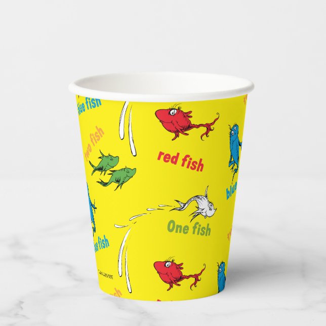 Vasos De Papel Un pez dos peces patrón amarillo (Anverso)