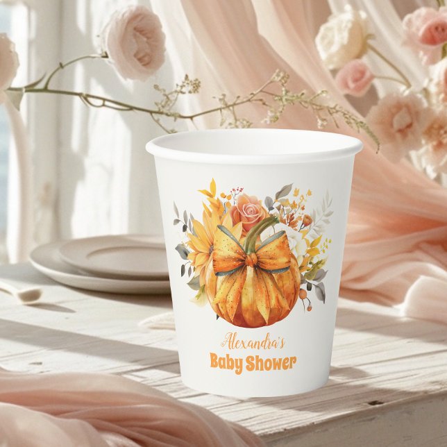 Vasos De Papel Un poco de calabaza caída Baby Shower floral (Subido por el creador)