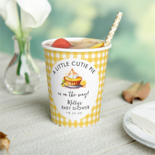 Vasos De Papel Un poco de corbata pie Lemon Gingham Baby Shower