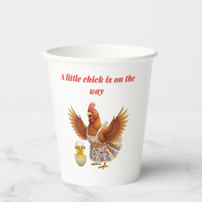 Vasos De Papel Un pollito está en camino  (Anverso)