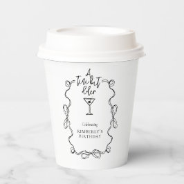 Vasos De Papel Un poquito más viejo Black Wavy Border Birday Part