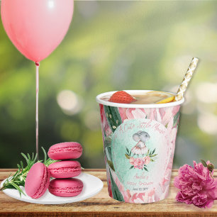 Vasos De Papel Un ratoncito lindo está en camino Chica Baby Showe