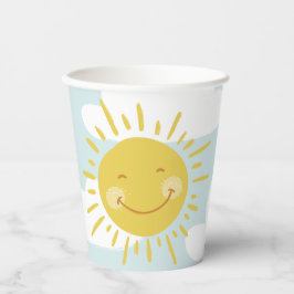 Vasos De Papel Un sol sonriente lindo