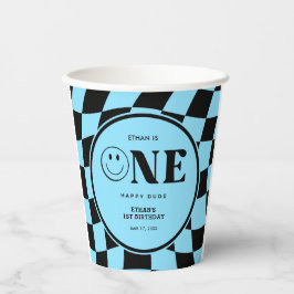 Vasos De Papel Un tipo feliz Face Blue Boy primer cumpleaños