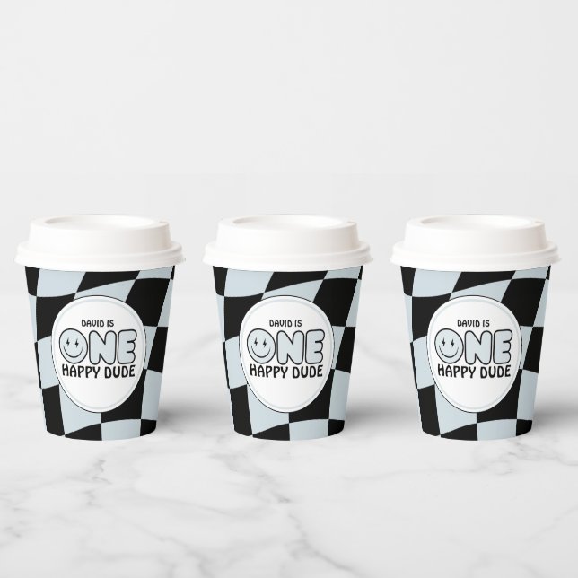 Vasos De Papel Un tipo feliz Groovy Face Boy Cumpleaños (Multi)