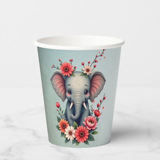 Vasos De Papel Un toque de verano: El elefante bebé (Anverso)