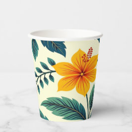 Vasos De Papel Un vibrante y colorido patrón floral clásico