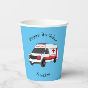 Vasos De Papel Una ambulancia roja curada van personalizado