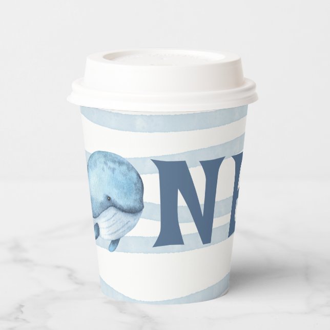 Vasos De Papel UNA BALLENA Primer Cumpleaños Debajo Del Mar (Izquierda)