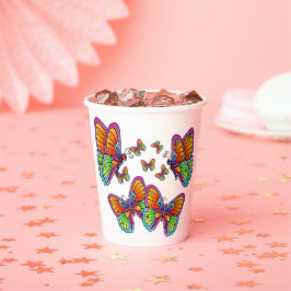 Vasos De Papel Una bandada de mariposas