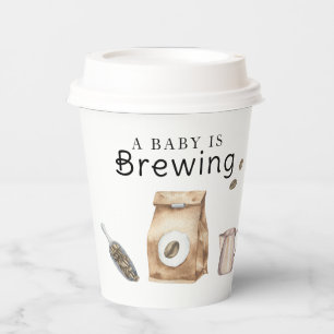 Vasos De Papel Una Bebé Está Preparando Café Taza Baby Shower