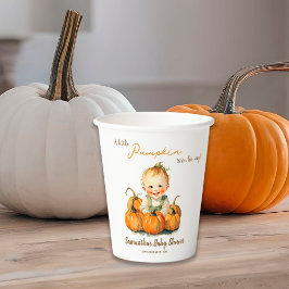 Vasos De Papel Una calabaza está en camino de caer en Baby Shower