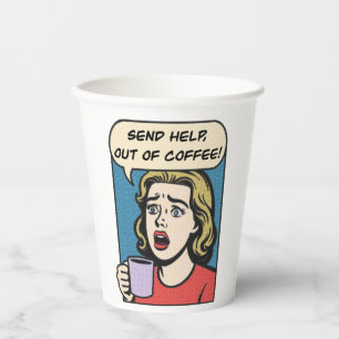 Vasos De Papel una dama necesita su café enviar ayuda fuera del c