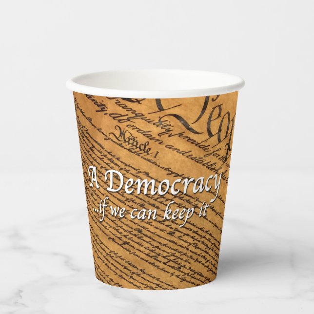 Vasos De Papel Una democracia si podemos mantenerla (Anverso)