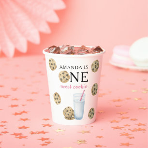 Vasos De Papel Una dulce niña de galletas y leche cumpleaños 