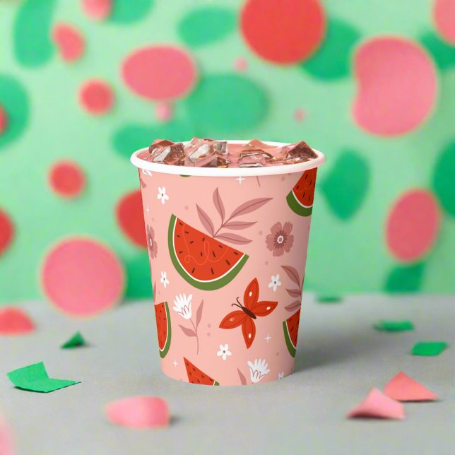 Vasos De Papel Una en Melon Watermelon Mariposas Cumpleaños (Subido por el creador)