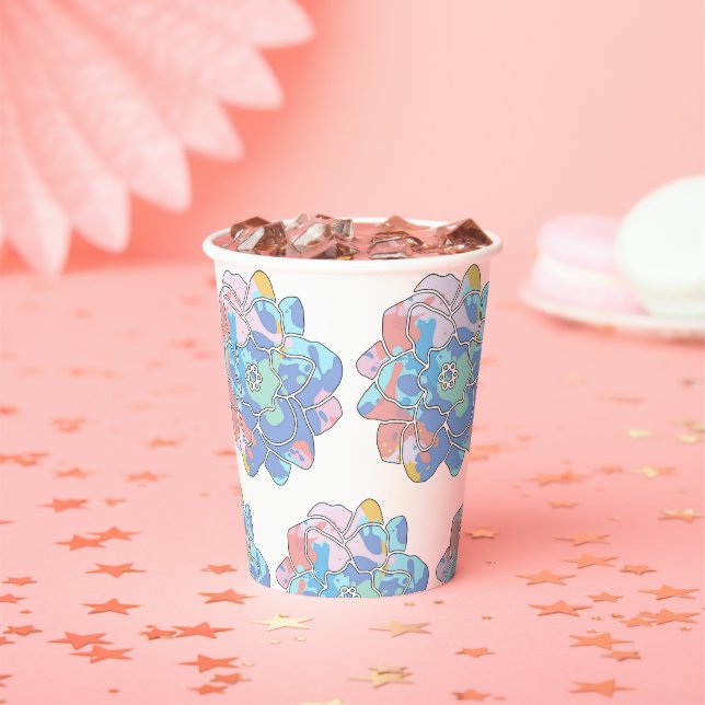 Vasos De Papel Una flor hecha de manchas de pintura (in situ)