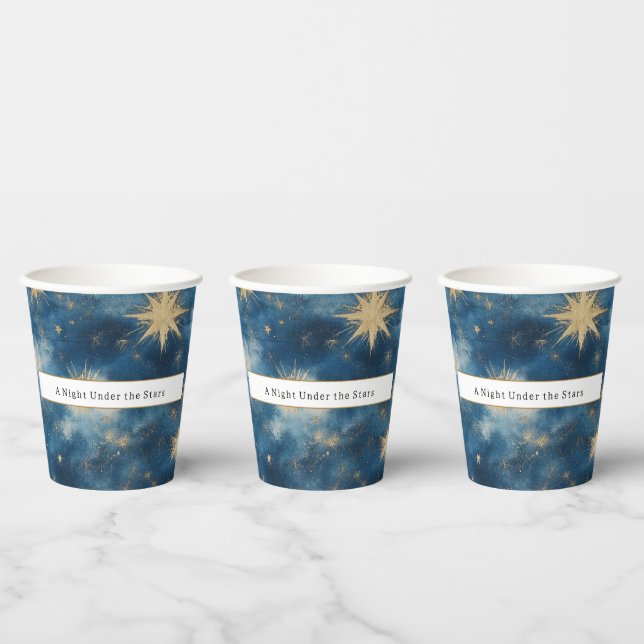 Vasos De Papel Una Noche Bajo las Estrellas Boda Azul Celeste (Multi)