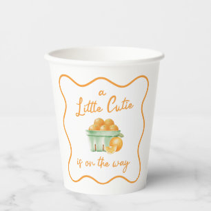 Vasos De Papel Una pequeña ducha de bebé naranja cortada