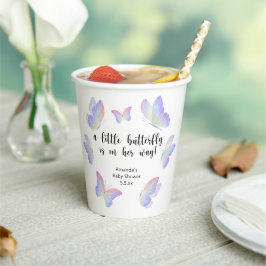 Vasos De Papel Una pequeña mariposa está en camino Baby Shower