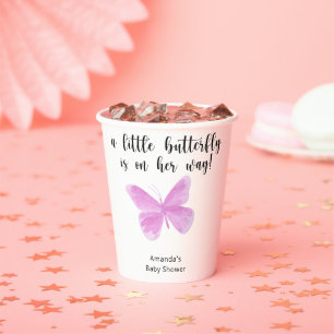 Vasos De Papel Una pequeña mariposa está en camino Baby Shower