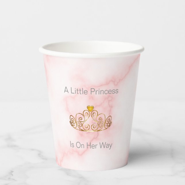 Vasos De Papel Una pequeña princesa está en camino a Baby Shower  (Anverso)