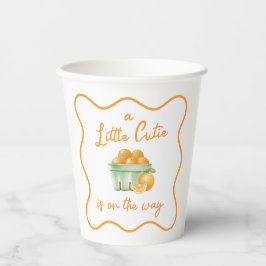 Vasos De Papel Una pequeña y linda ducha de bebé naranja
