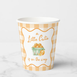 Vasos De Papel Una pequeña y linda ducha de bebé naranja