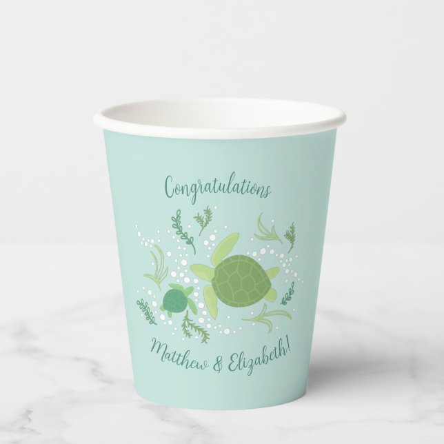 Vasos De Papel Under Sea Turtles Baby Shower (Anverso)