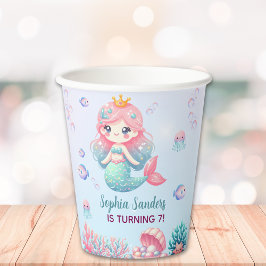 Vasos De Papel Under the sea - Adorable Mermaid Birthday Girl