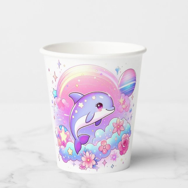 Vasos De Papel Under the Sea Majestic Dolphin Baby Shower (Anverso)
