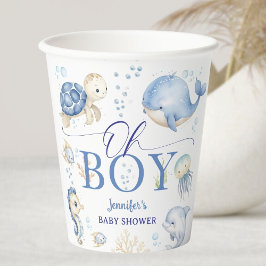 Vasos De Papel Under The Sea Ocean Baby Shower Boy Blue