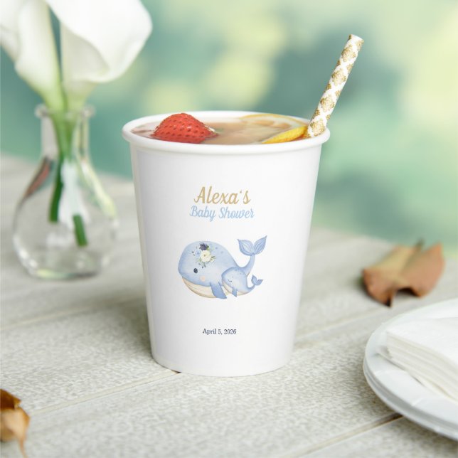 Vasos De Papel Under the Sea Whale Baby Shower (Chico) (in situ)
