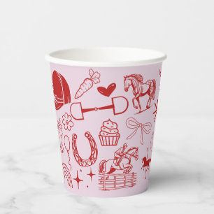 Vasos De Papel Único Chica de Caballos Rosa Ecuestre Pony Cumplea