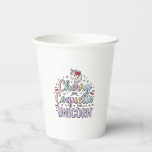 Vasos De Papel Unicornio Coqueta de Cereza Unicornio Original Zaz