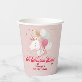 Vasos De Papel Unicornio de primer cumpleaños mágico