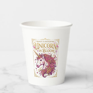 Vasos De Papel Unicornio en Flor Diseño Elegante de Zazzle_1
