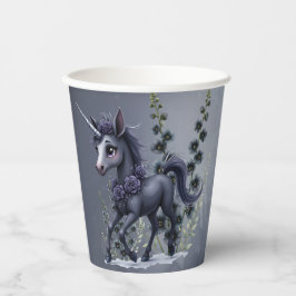 Vasos De Papel Unicornio estilizado en esplendor floral.