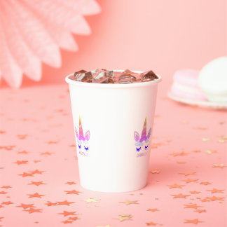 Vasos De Papel Unicornio Mágico Nombre Personalizado