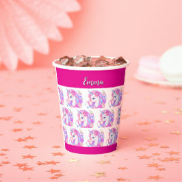 Vasos De Papel unicornio & personaliza tu nombre 