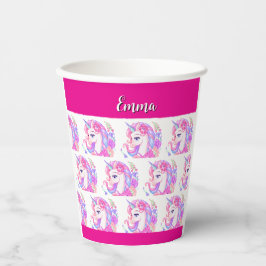 Vasos De Papel unicornio & personaliza tu nombre 