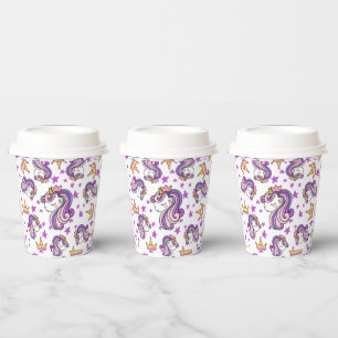 Vasos De Papel Unicornio púrpura