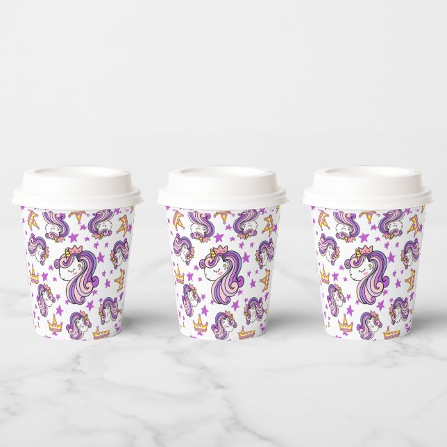 Vasos De Papel Unicornio púrpura (Multi)