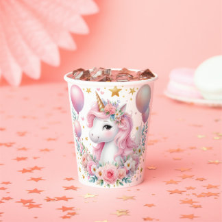 Vasos De Papel Unicornio rosa