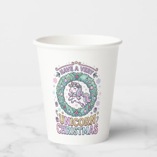 Vasos De Papel Unicornio Tiene una Navidad muy Unicornio Tipograf
