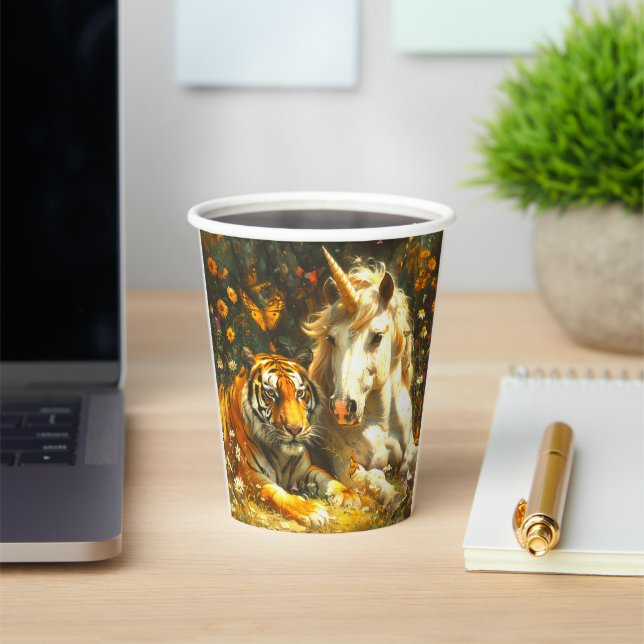 Vasos De Papel Unicornio y un tigre (in situ)